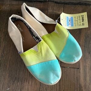 TOMS Vibrant Yellow and Blue Slip-Ons-NWT